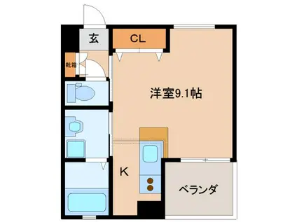 キューブ(ワンルーム/2階)の間取り写真