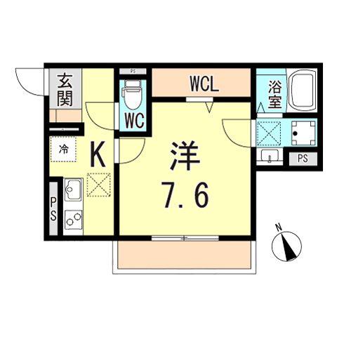 エスターテ西明石(1K/2階)の間取り写真