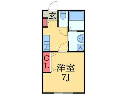 CRESTちはら台 東棟(1K/1階)の間取り写真