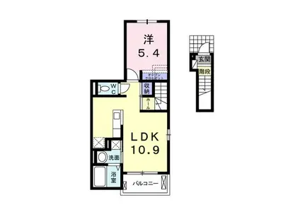 アミューゼ・クレールI(1LDK/2階)の間取り写真