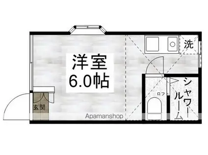 スカイハイツII(ワンルーム/1階)の間取り写真