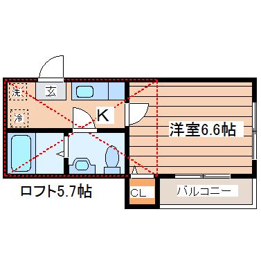STAGE長町(1K/2階)の間取り写真