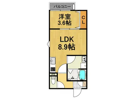 LECOCON弥富III(1LDK/1階)の間取り写真