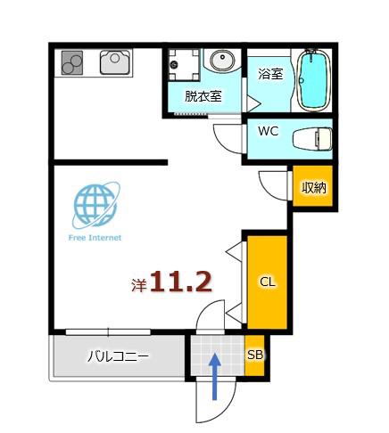 エスポワールT VIII(ワンルーム/1階)の間取り写真