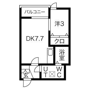 メリディアン迫参番館(1DK/3階)の間取り写真