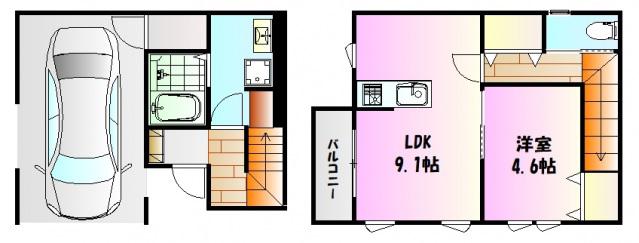 CANAL COURT G(1LDK/1階)の間取り写真