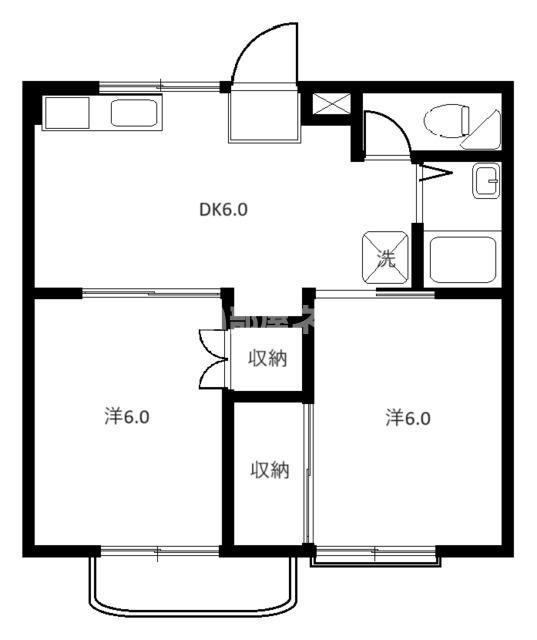 グリーンハイツ籠原(2DK/2階)の間取り写真