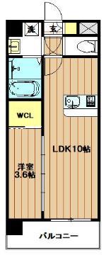 リヴェント玉造(1LDK/11階)の間取り写真