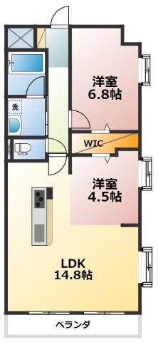 サンコート21(2LDK/4階)の間取り写真