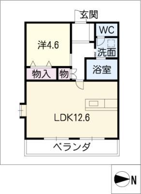コーキア矢田(1LDK/3階)の間取り写真