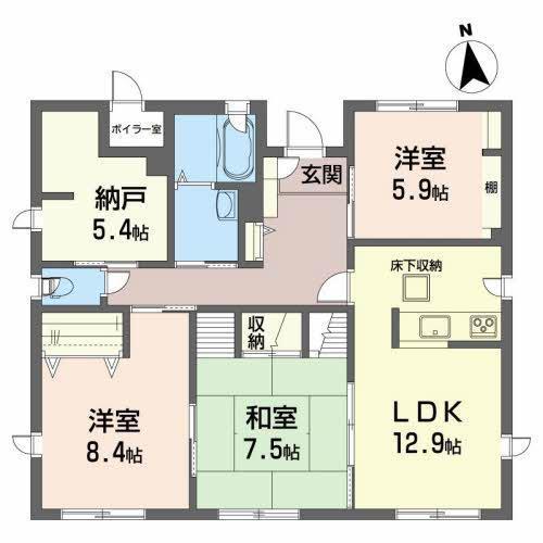 ボナールII(3SLDK/1階)の間取り写真