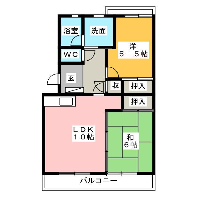 レヂデンスISHII S(2LDK/1階)の間取り写真