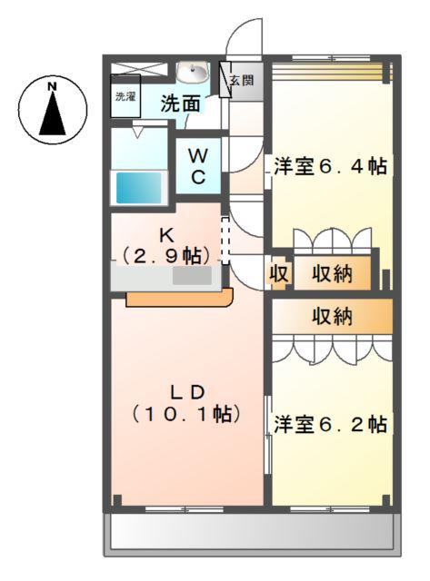 ミラーアイランドGI(2LDK/2階)の間取り写真