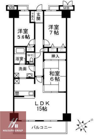 メイツ南千里(3LDK/4階)の間取り写真