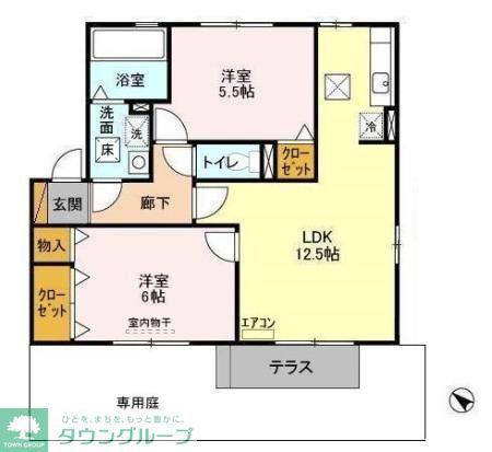 リュミエール(2LDK/1階)の間取り写真