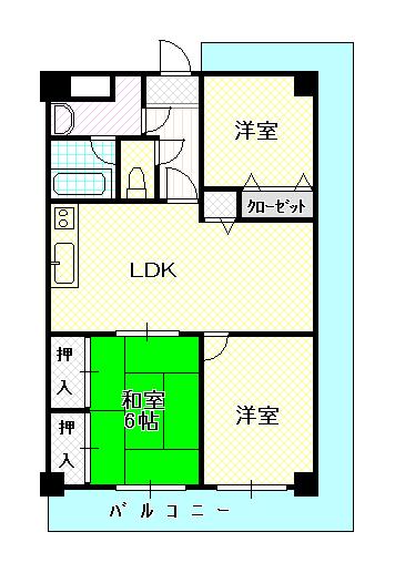 ノゥブルヒル二色(3LDK/2階)の間取り写真