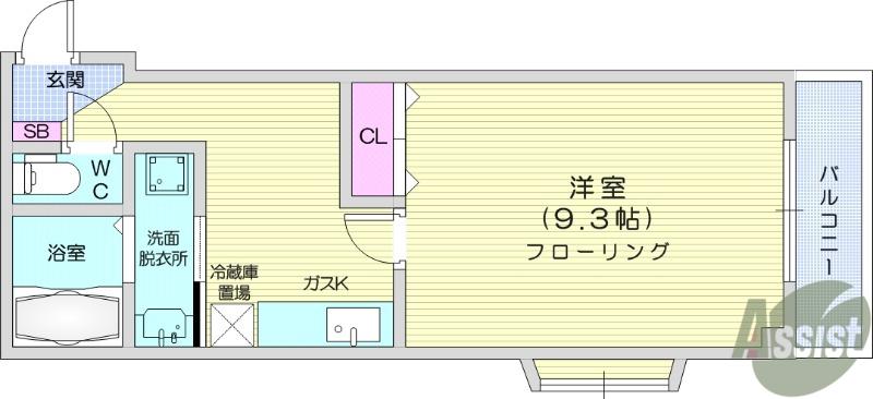 ライフステージ市名坂(1K/3階)の間取り写真
