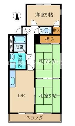 メゾンドタミー(3DK/2階)の間取り写真