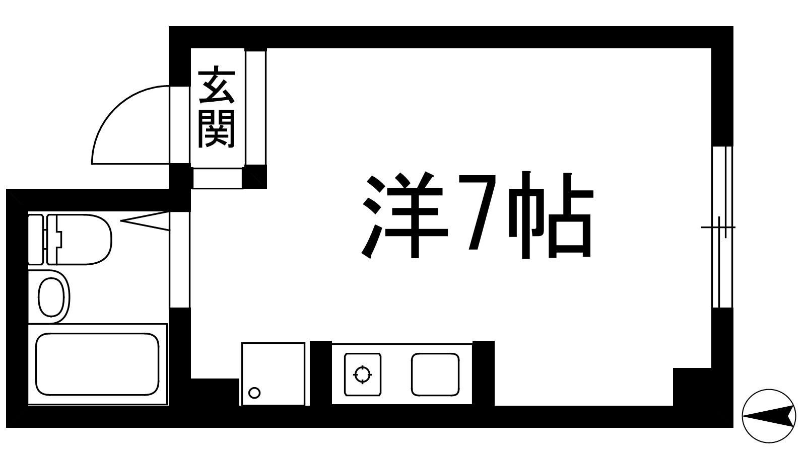 フォセット宝塚(ワンルーム/2階)の間取り写真
