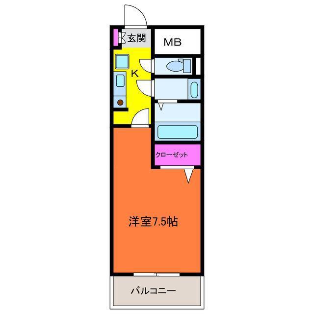 夢ランドワイズテラス笹口(1K/5階)の間取り写真