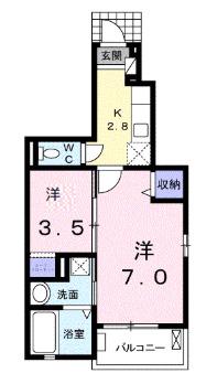 プリエール弐 A(2K/1階)の間取り写真