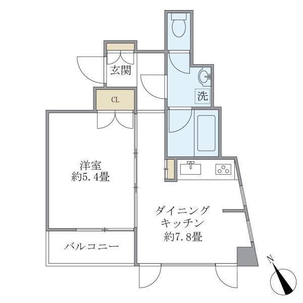 CASA文京動坂(1DK/8階)の間取り写真