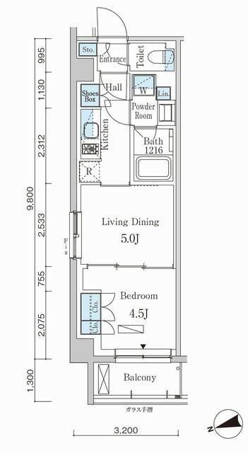 パークアクシス市谷左内町(1LDK/2階)の間取り写真