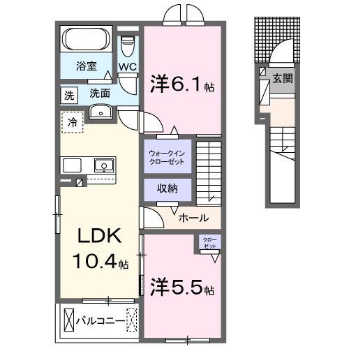 愛知環状鉄道 三河上郷駅 徒歩9分 2階建 築2年(2LDK/2階)の間取り写真