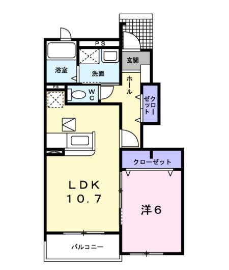 パークソレイユ(1LDK/1階)の間取り写真
