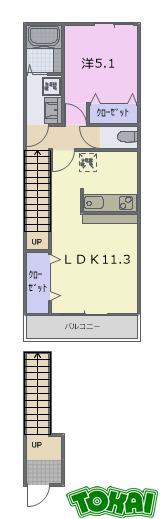 OCEAN 松阪(1LDK/2階)の間取り写真