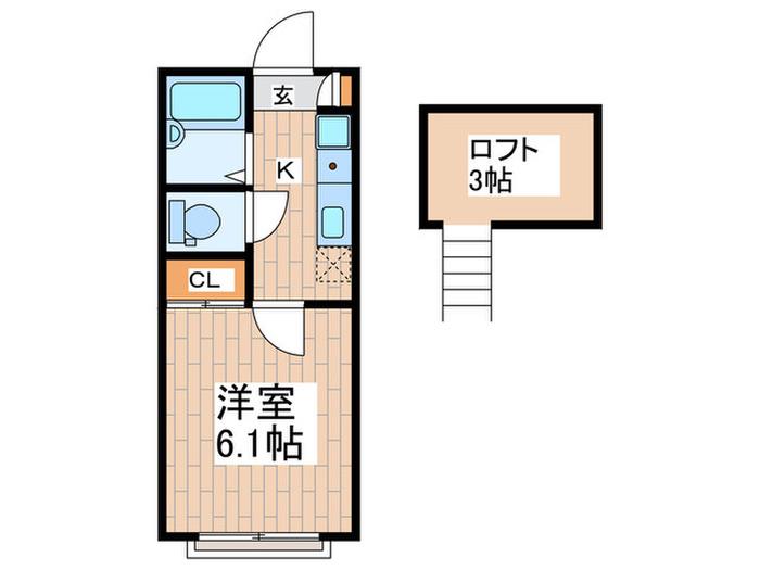 アリビオ調布(1K/2階)の間取り写真