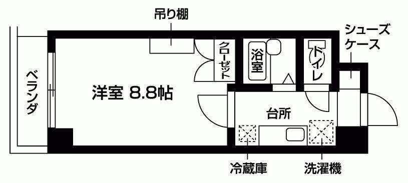 ラヴィニア北村II(1K/4階)の間取り写真