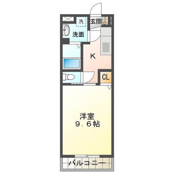 セントリバーヒルズひばりが丘(1K/2階)の間取り写真