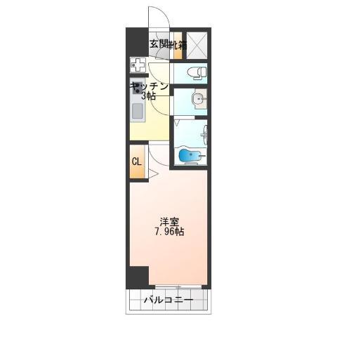 ラヴィータ難波元町(1K/3階)の間取り写真