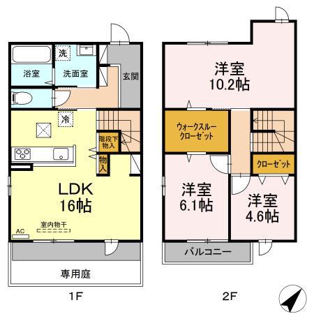 AVENIR笹貫II(3LDK/1階)の間取り写真