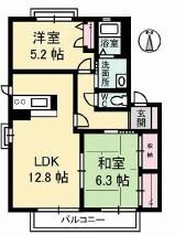 ネオグレース(2LDK/1階)の間取り写真