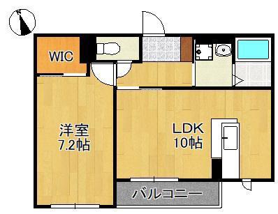アクアコート行橋(1LDK/2階)の間取り写真