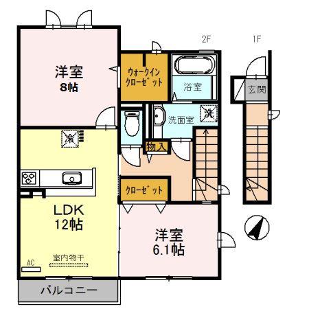 ルーチェ(2LDK/2階)の間取り写真