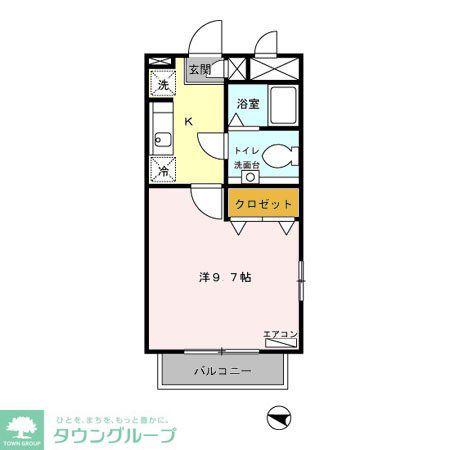 WATOLE院内(1K/1階)の間取り写真
