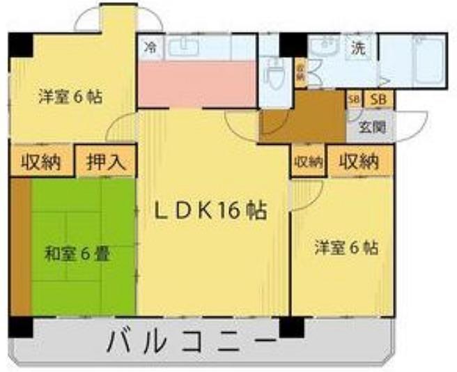 ハウス米ケ袋三丁目(3LDK/2階)の間取り写真