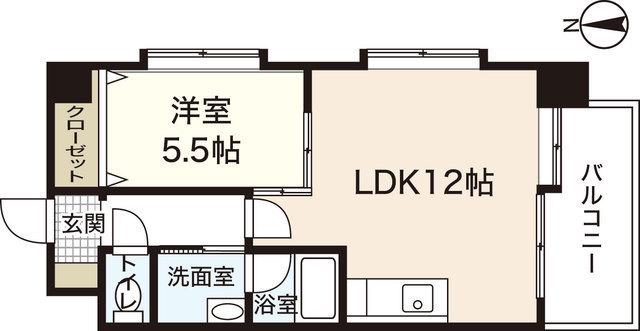 アヴニール五軒屋(1LDK/3階)の間取り写真