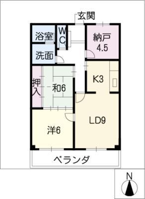 サンコーマンション(2LDK/7階)の間取り写真