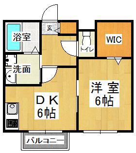 ユマリアコート(1DK/1階)の間取り写真