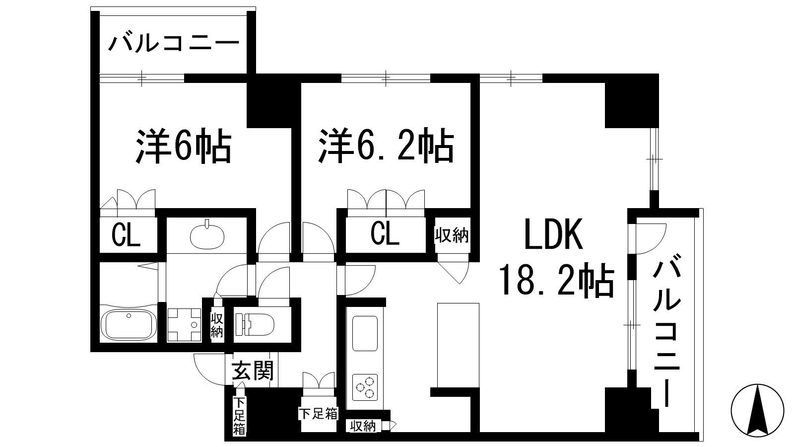 ファミール宝塚グランスイートタワー(2LDK/17階)の間取り写真