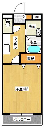 パールエステート(1K/3階)の間取り写真