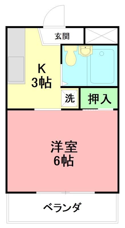 第3コーポナルセ(1K/2階)の間取り写真