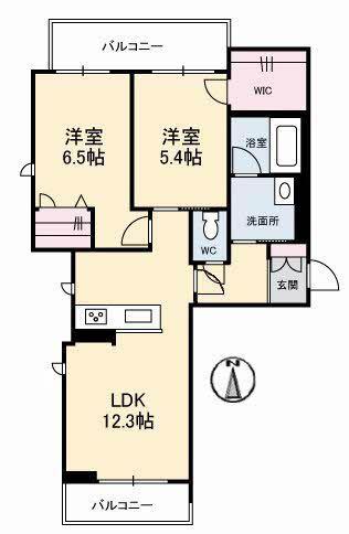 ル・ココン(2LDK/3階)の間取り写真