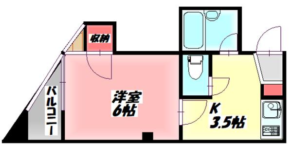モリビル寺内町(1DK/4階)の間取り写真