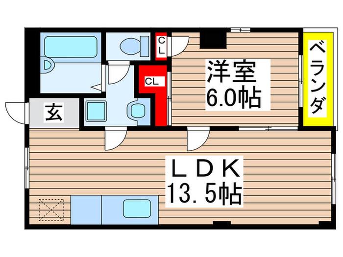 クリスタル今藤(1LDK/2階)の間取り写真