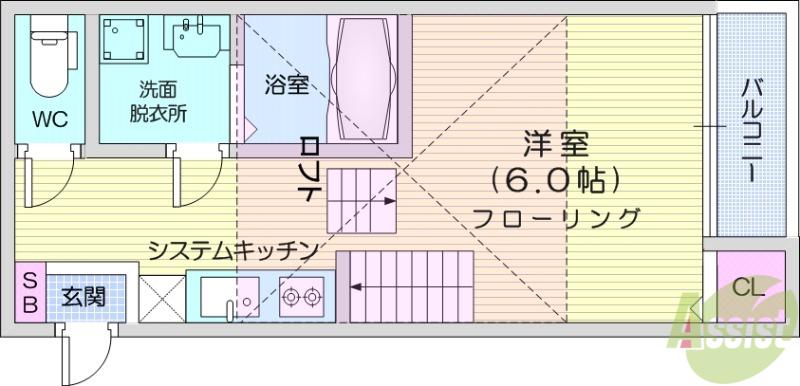 プランドール太子堂(1K/1階)の間取り写真